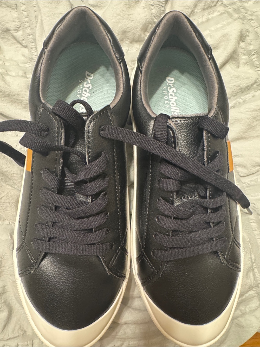 Dr. Scholl's Men's Black Leather Sneakers with Cream Accents